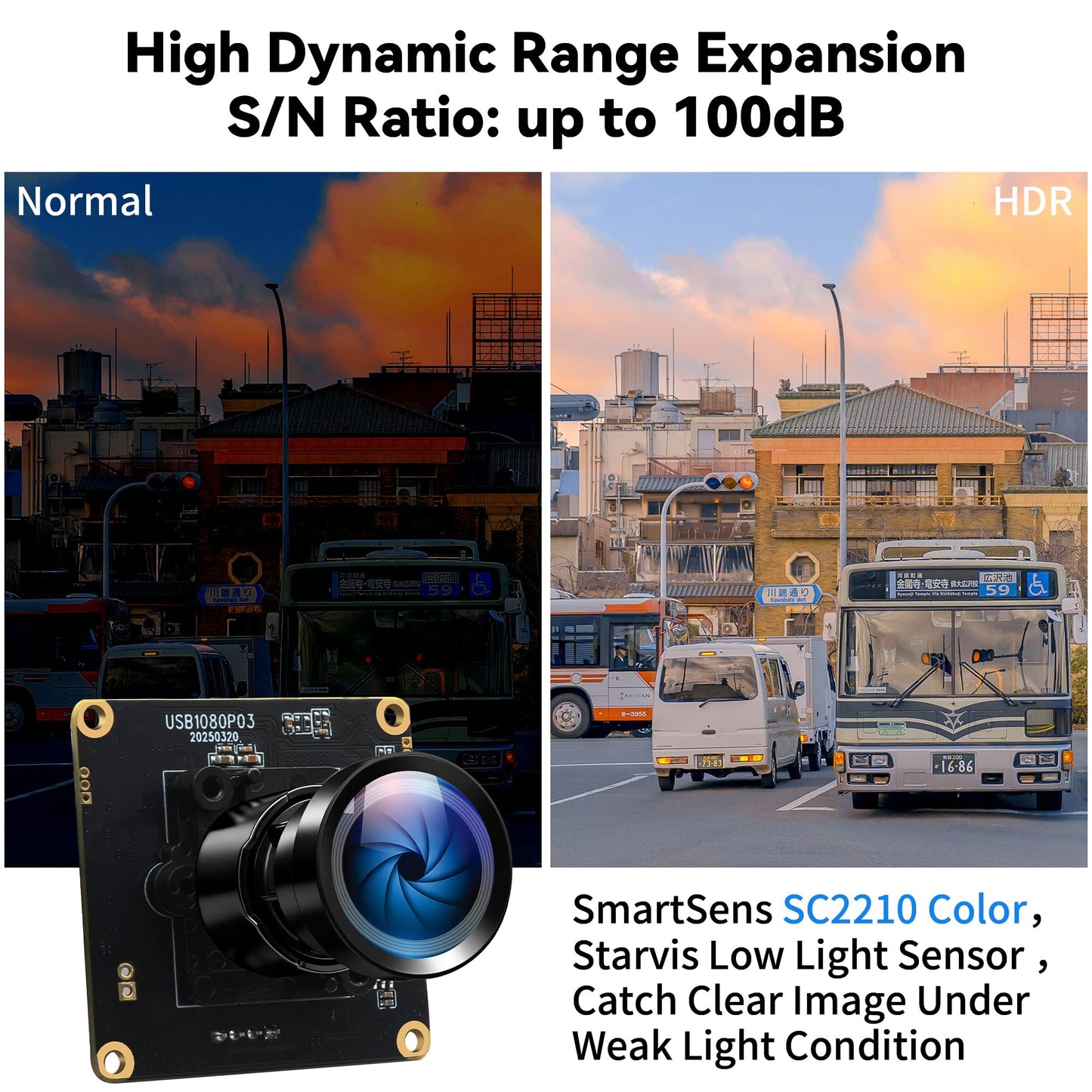 IFWATER Starvis USB Camera Module 0.0001Lux Ultra Low Light H.264 HDR 1080P Security Webcam Module with 110° Wide Angle Lens Plug and Play for Linux Windows Raspberry Pi