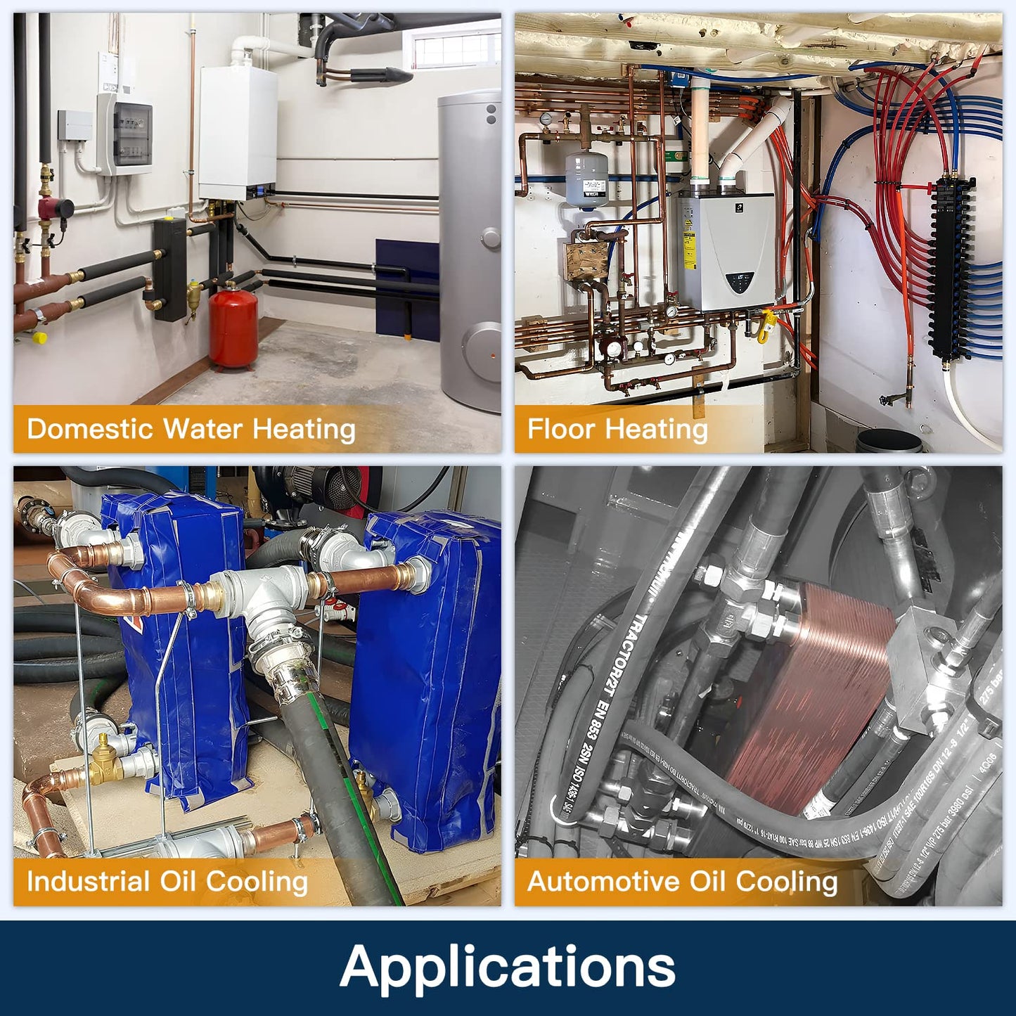ALECOIL 5"x12" 50 Plates Heat Exchanger with 1-1/4" MPT Port Water to Water 316L Stainless Steel Brazed Plate Heat Exchanger for Water Heating, Floor Heating, Commercial and Industrial Refrigeration
