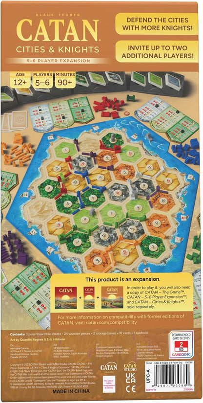 CATAN Cities &amp Knights 5-6 Player Board Game Extension (6th Edition) Add More Players Strategy Game for Kids &amp Adults Ages 12+ 3-6 Players 90-120 Minute Playtime Made by Catan Studio