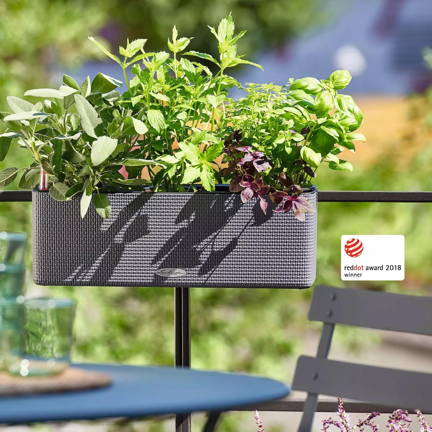 Lechuza Cube Color Triple Self Watering Plant Pot, Slate, 40 cm Diameterx 14 cm Width x 13.5 cm Height