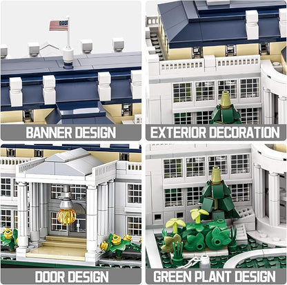 White House Architecture Building Blocks Set 894 PCS Washington D.C. Landmark Model Kit for Adults Teens United States Capitol Souvenir Gift Educational Construction Toy for Home Office Decor