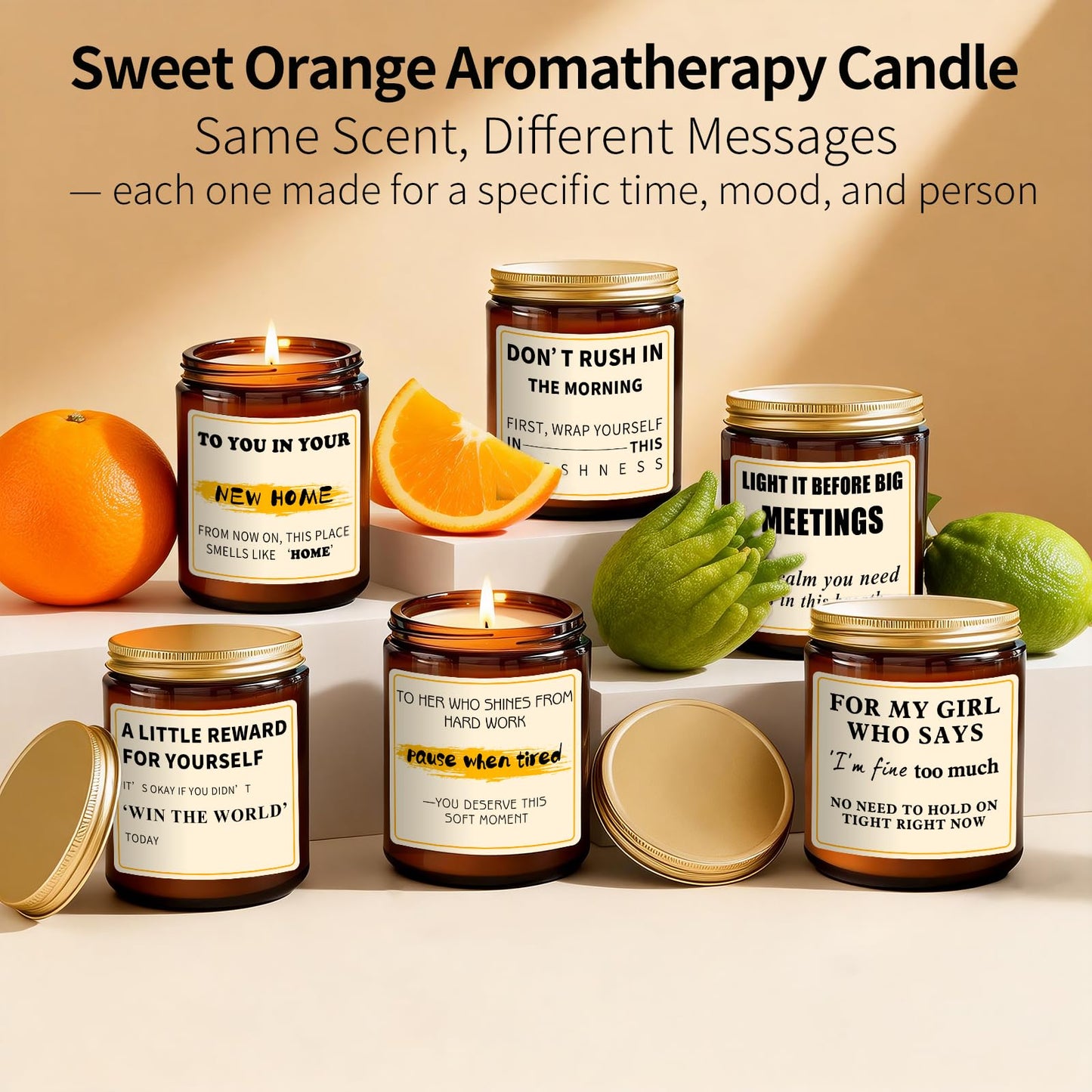 Reward Candle Gifts for Women Men - 7 oz Orange Scented Candle - Soy Candle Gift for Women, Birthday Mother Gifts for Mom, Encouragement/Cheer Up/Positive Gift for Friends, Coworker, Sister