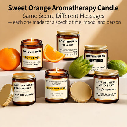 Reward Candle Gifts for Women Men - 7 oz Orange Scented Candle - Soy Candle Gift for Women, Birthday Mother Gifts for Mom, Encouragement/Cheer Up/Positive Gift for Friends, Coworker, Sister