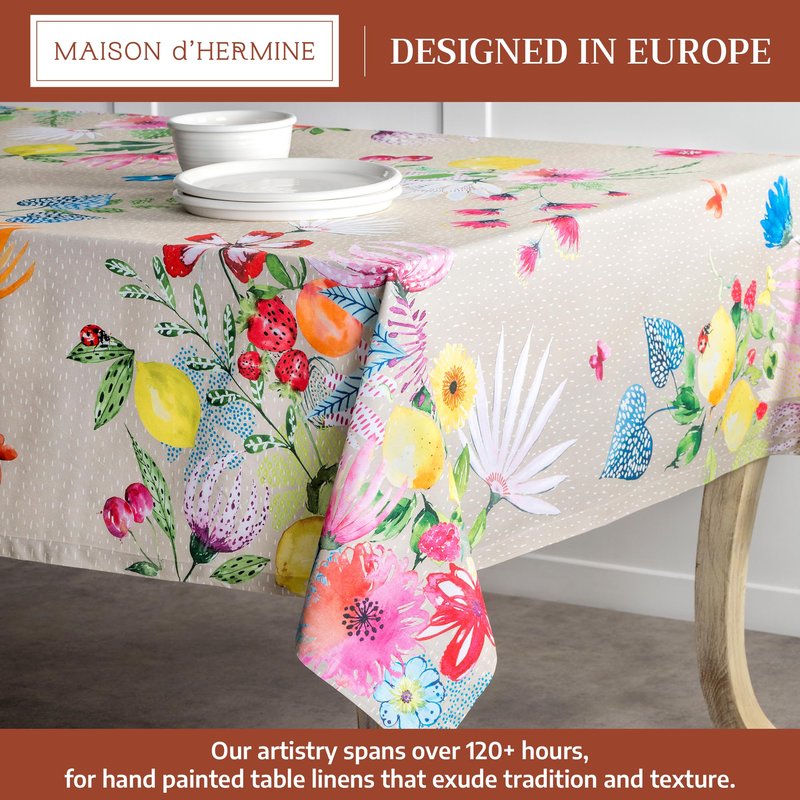 Maison d' Hermine Table Cloth Rectangle Table 100% Cotton 60 x 120 Inches Tablecloth Reusable Decorative for Dining Kitchen Room Farmhouse Home Gifts for Mothers day Spring Summer - Jardin D'Ete - Fog