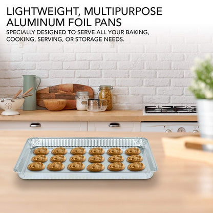 Stock Your Home Aluminum Pans - 15 Pack Disposable Aluminum Foil Trays - Reusable Nonstick Baking Sheets - 16 Inch x 11 Inch