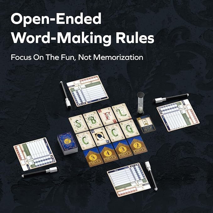 ALLPLAY Wordsy Board Game - Play All The Big Words You've Always Wanted to - Makes You Feel Smart - Rewards Quick Thinking - Great for Adults and Families - 1-6 Players 20 Minutes Ages 10+