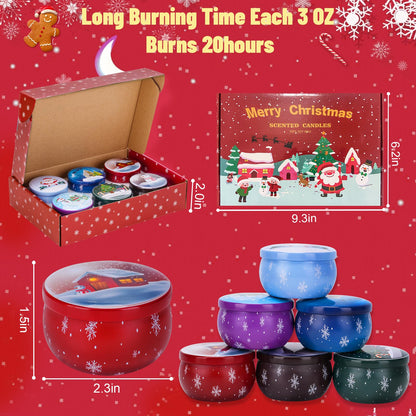 Christmas Candles Gift Set for Women, 3.5 oz Soy Scented Candles for Home Aromatherapy, 6 Pack