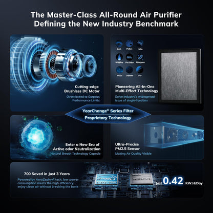 Air Purifier with Extra Two Filter（One Pre-Instelled Filter and Two Extra Filters）