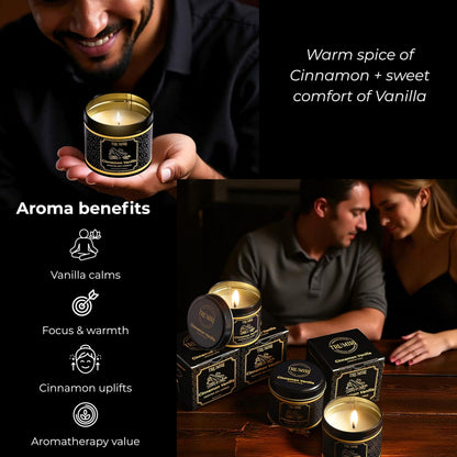 Vanilla Candle with Cinnamon Strong Scented Soy Candel Clean Non Toxic Velas Aromáticas for Women Gift for Fall Christmas Holidays Pack of 3 5Oz Decorative Tin Jars with Lids
