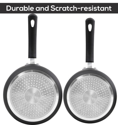 Utopia Kitchen Nonstick Stock Pot Saucepan Set with Lids, 2 Quart and 3 Quarts Multipurpose Stock Pots Set for Home, Kitchen or Restaurant, Grey & Black