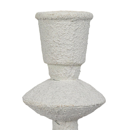 Creative Co-Op Tall Metal Taper Candle Holder in Sand Finish, Antique White