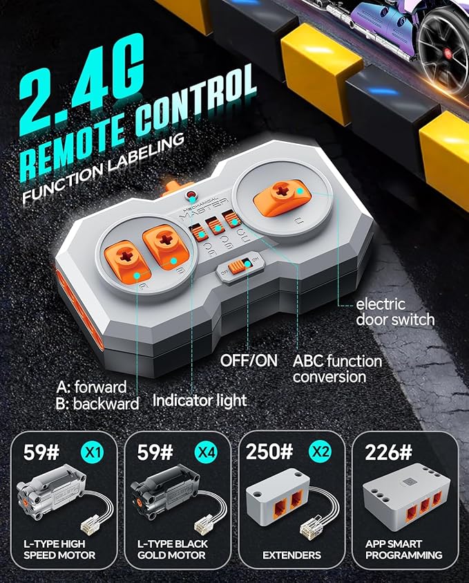 Super Plated Sports Car Building Kits Adult Collectible Model and Race Engineering Toy Set 1:10 Scale Electric Driftable Remote Control Sports Car for Adults Men Teens
