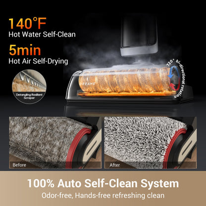 dreame H14 Cordless Vacuum Mop, 180° Lie-Flat Wet Dry Vacuum cleaner, 140°F Brush Washing, Fast Hot Air Drying in 5Mins, Smart Hard Floor Cleaner Machine with Powerful Suction, Great for Sticky Messes