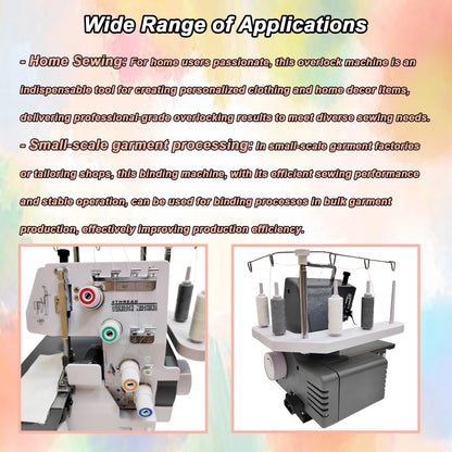 INTBUYING Serger Overlock Machine, Serger & Overlock Machine with Heavy-Duty Metal Frame, Twin-needle 3/4 Thread Overlock Machine 110V, for Sergering Overlocking Professional & Home Use