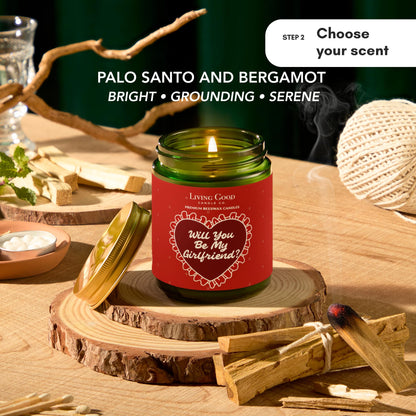 Personalized Message Pure Beeswax Candle for Her & Him - 3 Scent Choices: Palo Santo - Coastal Breeze - Tranquility - Non-Toxic & Pet Friendly - Gift for Wife Girlfriend Mom Dad - 5.5 OZ