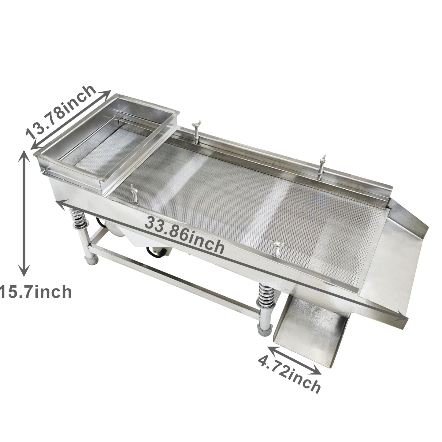 TECHTONGDA Straight Vibrating Sieve Screen Shaker Electric Linear Sifter Machine Stainless Steel One Layer One Motor 1.5mm Screen Size 11.8×29.5inch 110V