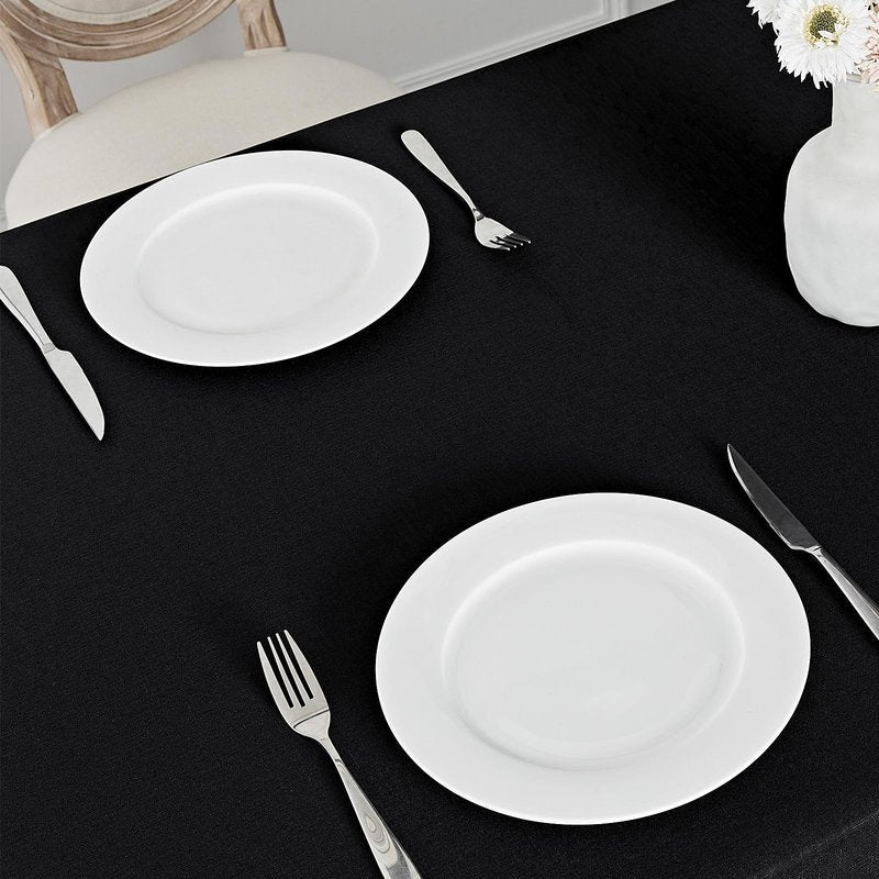 Veblandy 2 Pack Rectangle Tablecloth, 60x120 inch, Water Resistant Wrinkle Free Linen Textured Table Cloth Washable, Decorative Fabric Table Cover for Dining, Party and Camping, Black