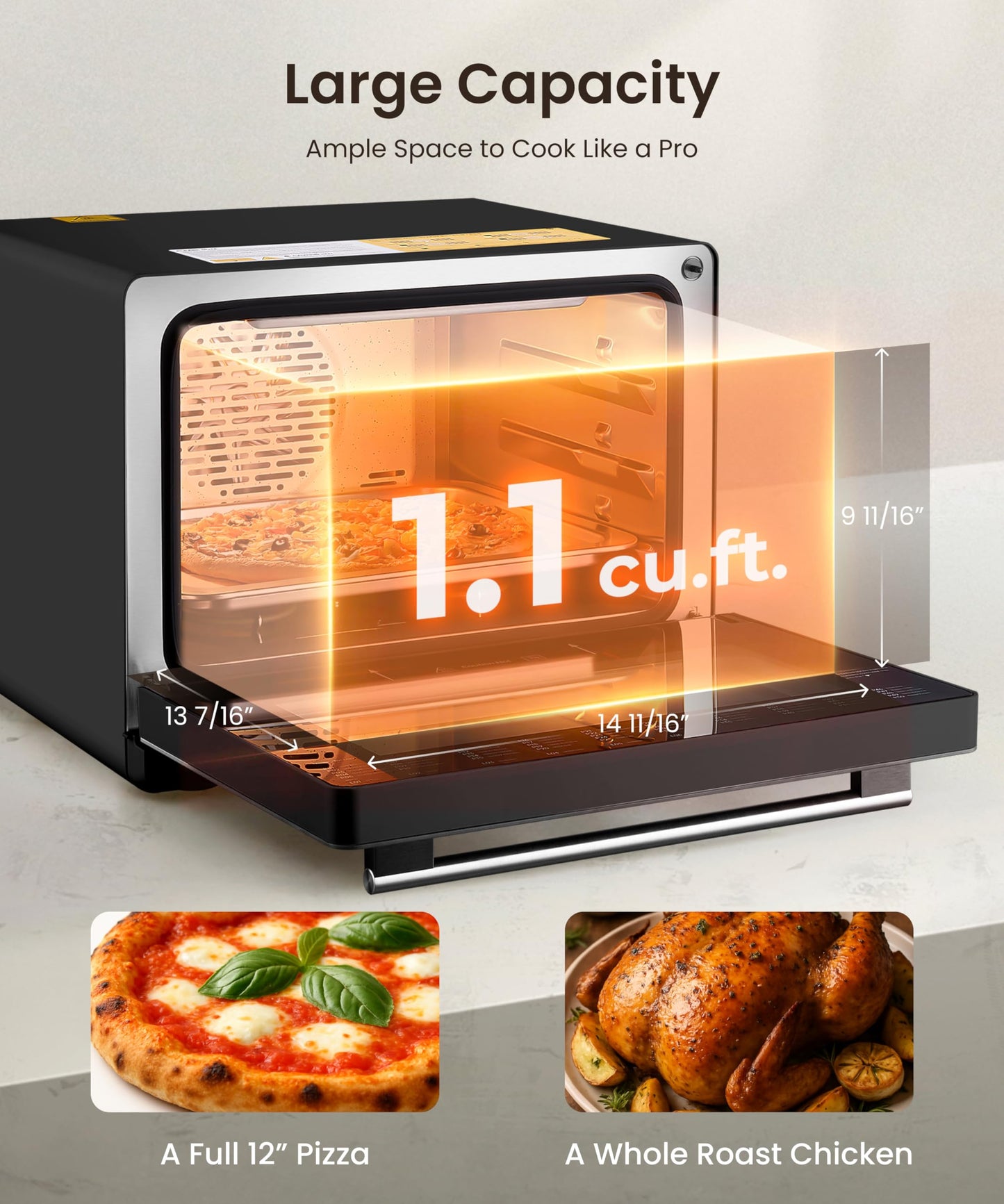 FOTILE HYZK32-E3-B ChefCubii 1.1 cu. ft. 4-in-1 Combi-Steam Oven with Steam-Bake, Air Fry, Convection, Dehydrator Functions, and 50 Preset Menus, Black