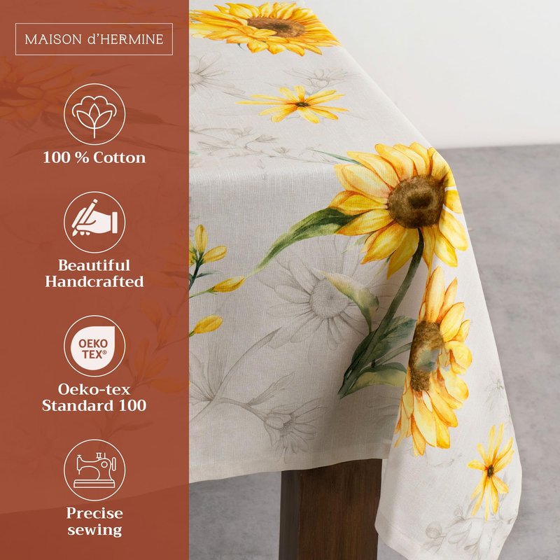 Maison d' Hermine Table Cloth Square Table 100% Cotton 54 x 54 Inches Tablecloth Reusable Decorative for Dining Kitchen Room Farmhouse Home Gifts for Mothers Day Spring Summer - Candice