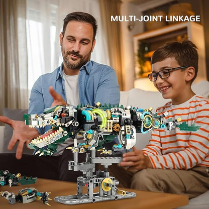 Ideas Mechanical Crocodile Building Set - Alligator Animal Toy with Display Stand and Light Compatible with Lego Dinosaur STEM Gift for Adults &amp Teens Boys Ages 14+ (996 PCS)