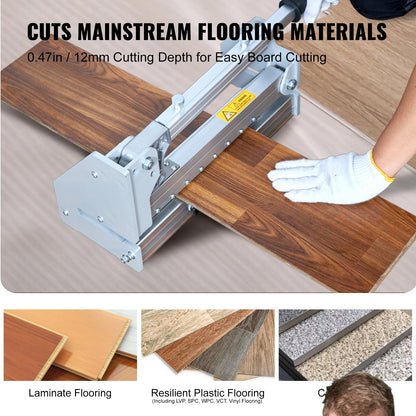 VEVOR 13-inch Flooring Cutter, Handles Vinyl Plank, Laminate, Engineered Wood, Siding, with a 0.47in Cut Depth for Smooth, Simple Slicing, Suitable for LVP, WPC, SPC, LVT, VCT, PVC, etc.