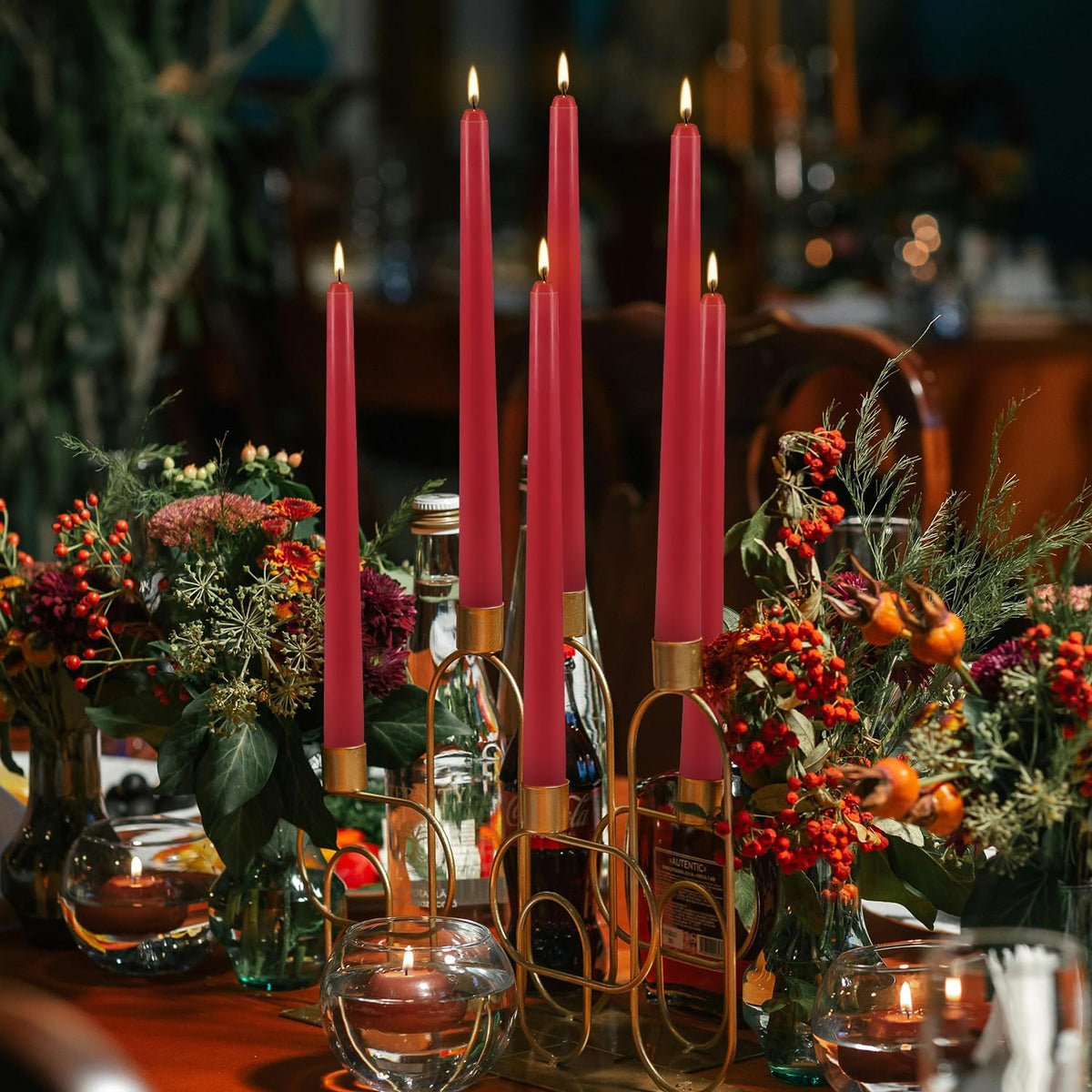 24Pack Red Taper Candles-10 Inch Dripless, Unscented Dinner Candle- Smokeless and Dripless, Long Burning time, Paraffin Wax with Cotton Wicks for Home Décor,Christmas, Wedding, Party,Candlesticks