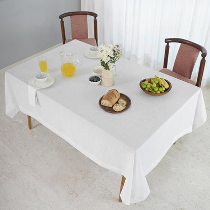 D'Moksha Homes White Linen Tablecloth 60 x 156 Inch - 100% Pure Linen Tablecloth for Rectangle Tables - Machine Washable Table Cloth for Mothers Day, Spring