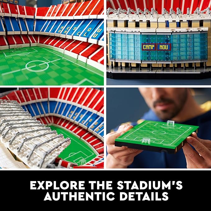 LEGO Icons Camp NOU – FC Barcelona Soccer Stadium 10284 Model Building Kit Large Construction Set for Adults Gift Idea