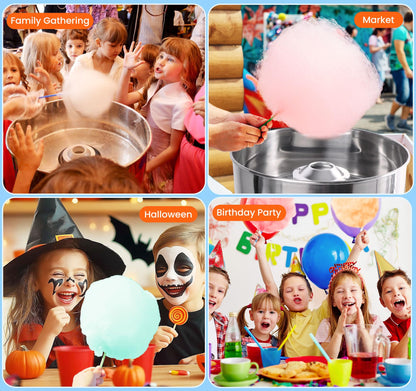 Cotton Candy Machine Commercial, 1000W Professional Cotton Candy Machine, Cotton Candy Maker with Stainless Steel Bowl, Bowl Cover and Sugar Scoop for Kids Birthday, Family Party, Festival (Blue)
