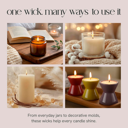 EAP Innovations Cotton Core Candle Making Wicks 6", Ideal for Votives, Pillars, and Containers, All-Fiber Wicks for Candle Making, Steady and Clean Burn, Size 51-36-18C, Pack of 100