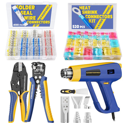 haisstronica 520PCS Connectors + 400PCS Connectors + Wire Stripper and Crimping Tool + Heat Gun