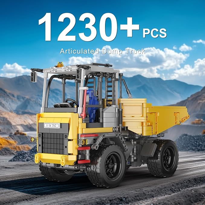 Mould King 17092 Articulated Dump Truck Building Set Engineering Vehicle with Battery and Remote Control Collectible Set for Adults (1230 Pieces)