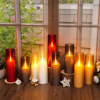 kakoya Flameless LED Candles Upgraded Realistic Flickering Flame,7Pcs Battery Operated Candles with Remote Timers,LED Pillar Candles for Home Decor,Christmas,and Parties（Gold）
