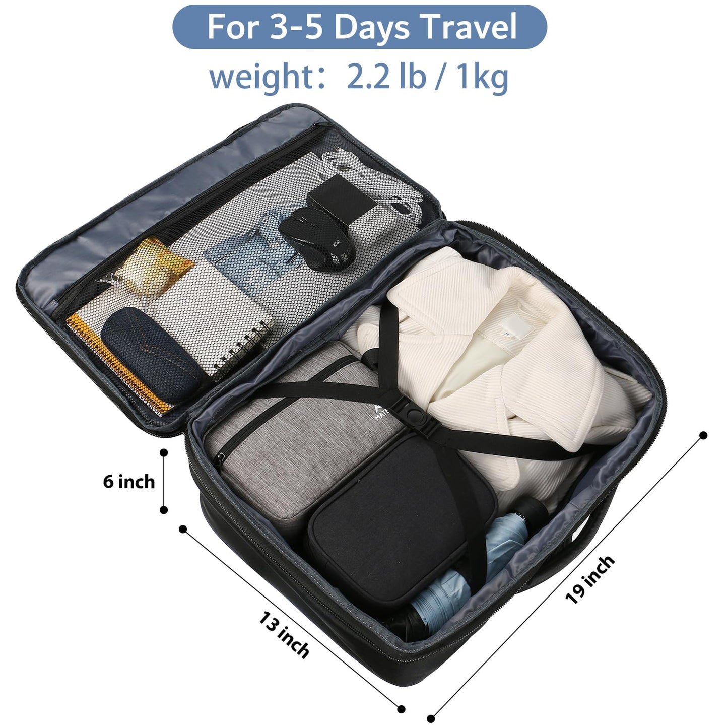 MATEIN Carry on Backpack, Extra Large Travel Backpack Expandable Airplane Approved Weekender Bag for Men and Women, Water Resistant Lightweight Daypack for Flight 40L, Black