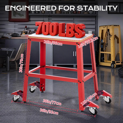 VIGO POWER 700 Lbs Heavy Duty Drill Press Stand with Wheels, 30" Height & 26"x14" MDF Top Universal Tool Stand, Expandable Mobile Work Bench Station for Planers, Table Saws, Grinders & Band Saws