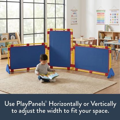 Children's Factory Rectangle PlayPanel Set - 3, Kids Room Divider Panel, Classroom Partition, Free-Standing Screen for Daycare or Preschool, Cantilever Feet Included, Blue