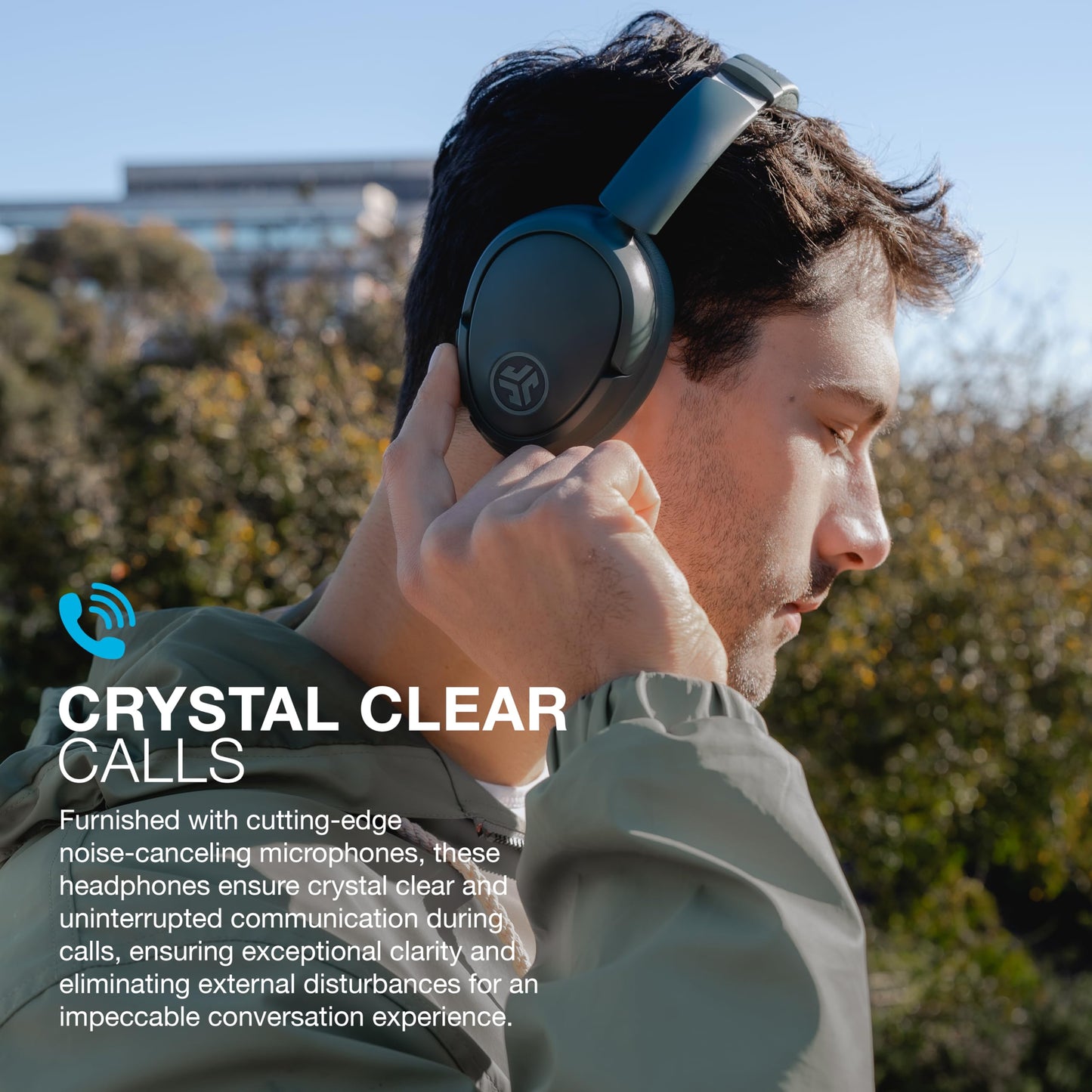 JLab JBuds Lux ANC Wireless Headphones, Sage, Hybrid Active Noise Cancelling, Customizable Sound, Spatial Audio Compatible, Premium Over-Ear Bluetooth Headset