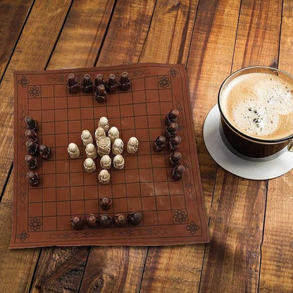 Hnefatafl Viking Chess SetClassic Historic European Tabletop Asymmetric War GameAuthentic Traditional Two-Player Strategy Board GameTravel Games with Leather Chessboard