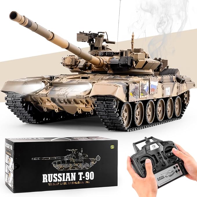 RC Tank Russian T-90 Main Battle Tank 1/16 2.4ghz Remote Control Vehicle with Sound &amp Light for Ages 14+