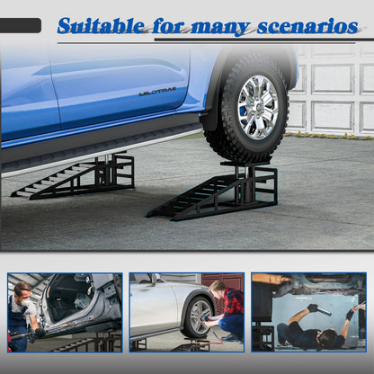 GarveeTech 2 Pack Hydraulic Car Ramps 5 T 10000 LBS Low Profile Car Lift Service Ramps Truck Trailer Garage,Height Hydraulic Vehicle