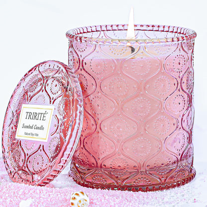 Pink Sands Scented Candle, Melon & Osmanthus Jar Candle Natural Soy Candles for Home Scented, 60 Hour Candle in Glass for Women, Friends, Family, Colleagues