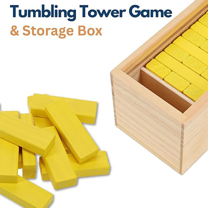 WE Games Wooden Block Stacking Party Game for Adults Tumble Tower Wedding Guest Book Alternative Tabletop Games Includes Storage Case 12 inches