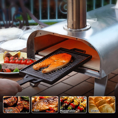 BIG HORN 12" Multi-Fuel Outdoor Pizza Oven Reach up to 1110℉– 3-in-1 Wood, Gas & Electric Compatible (Burners Sold Separately), Pellet Pizza Oven Portable Pizza Maker for Backyard, Camping&Tailgating