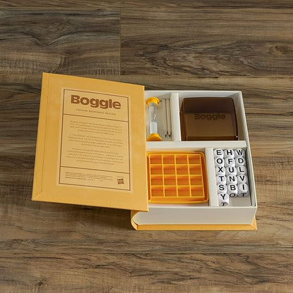 WS Game Company Boggle Vintage Bookshelf Edition Classic Word Games Linen-Wrapped Book Box with Retro 1976 Design Ages 8+