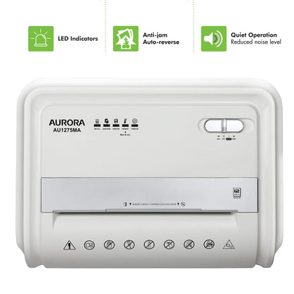 Aurora Professional Grade 12-Sheet Micro-Cut Paper and CD/Credit Card Shredder/ 60 Minutes Continuous Run Time, White/Gray
