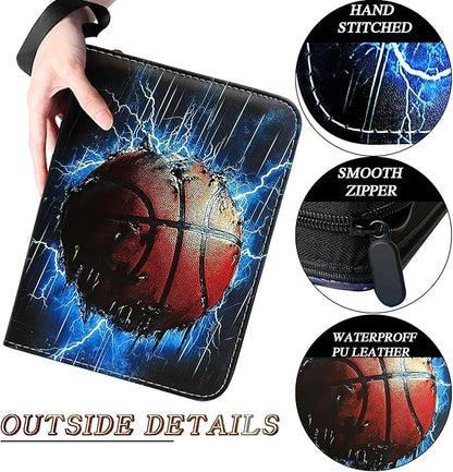 900 Pocket Zippered Basketball Card Binder 9-Pocket Trading Card Album with 50 Removable Sleeves PU Leather Waterproof Sports Card Holder for NBA Basketball Cards Storage Display Case Gift