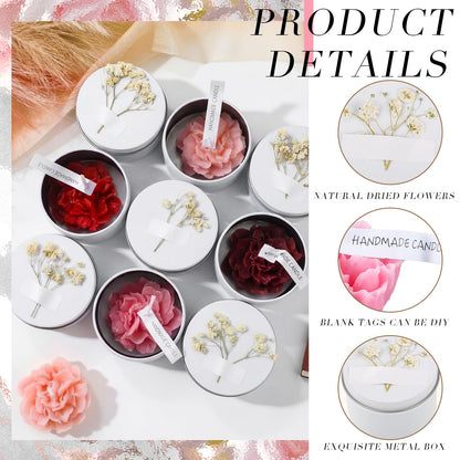 Threlaco 12 Pcs Flower Candles Scented Bridesmaid Gift Set Soy Wax Aromatherapy Candles Bulk for Wedding Bridal Shower Home Guests Women Valentines Mothers Day Anniversaries Favor(Red Gradient)