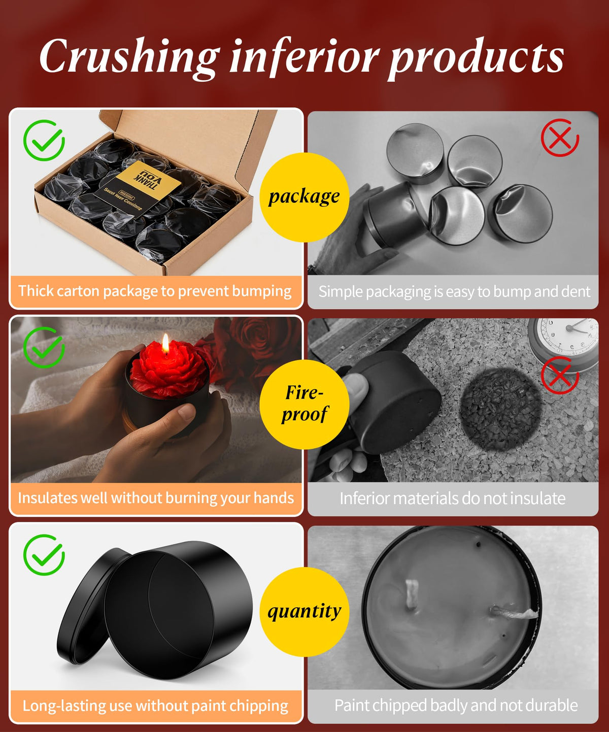 MGLIFEUL Candle Tins Jars Container Vessels for Making 4 8 Oz Black Empty Candle Tins Can Gift Box Packaging Plate with Lids Wax Container Bulk Making DIY Candle Supplies Accessories(Black,4oz,12pcs)