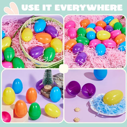 JOYIN 3.15" Easter Eggs, Fillable Plastic Eggs Empty Colorful Bright Eggshells with Hinge for Easter Hunt, Filling Treats, Party Favor, Basket Stuffers, Classroom Prize Supplies, 1000PCS