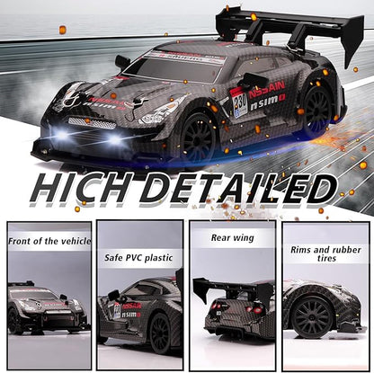 1:24 Scale RC Drift Car4WD 2.4GHz High Speed Racing Hobby Sport Toy Car Vehicle with LED LightsRacing and Drift Wheels for Adult Boys Girls Kids Gift (8601-Black)